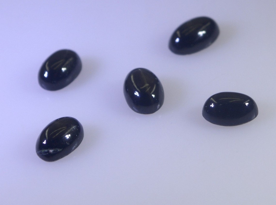 Black Onyx Cabochons 8x10mm – High Dome Polish Oval Flat Back, 2 Pieces, CP011, Silversmithsupply.com