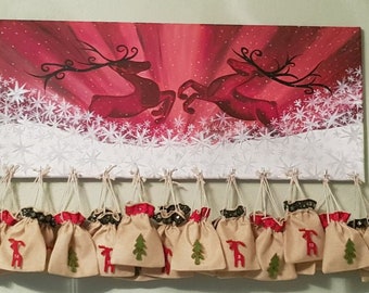 Kreativer Adventskalender "Christmas Tale" Handgemalte abstrakte Leinwandmalerei / abstrakte Acryl-Leinwandmalerei / einzigartige Dekoration