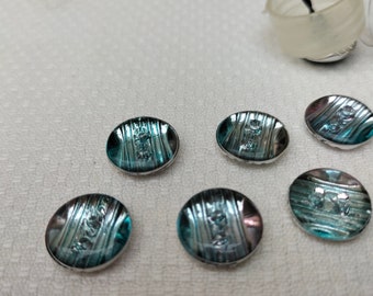 6 buttons, light blue, 12 mm