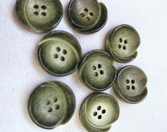 10 botones, verde beige, 18 mm