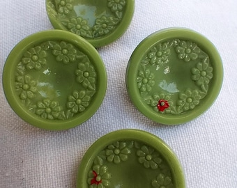 4 botones, botones de cristal, verde, 18 mm