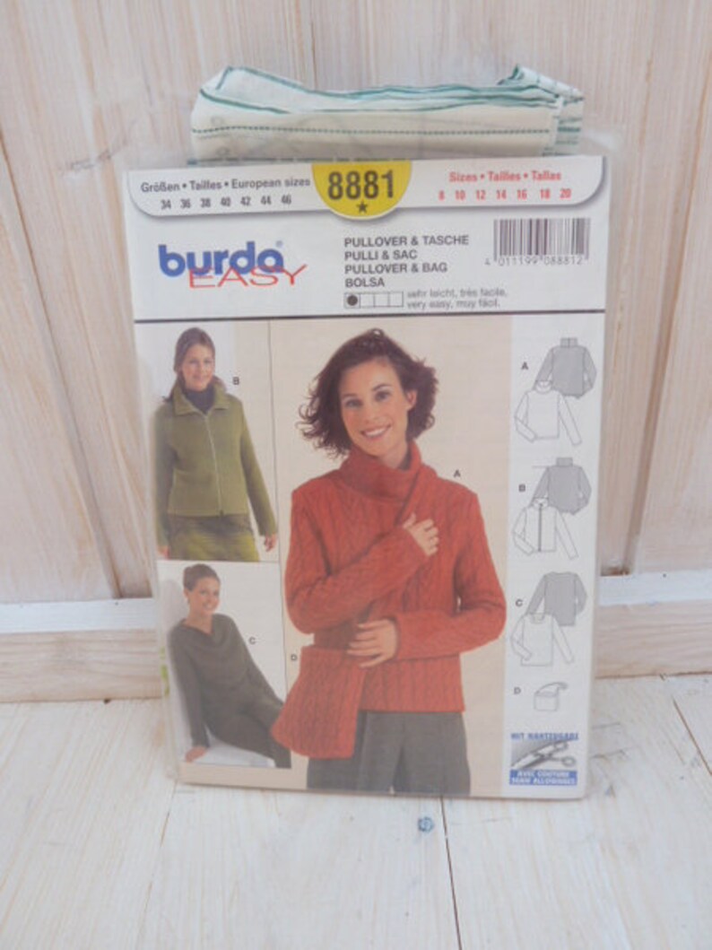 80er burda Schnitt Pullover Tasche Gr. 34-468 Bild 1