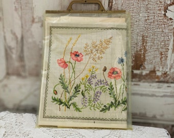 Embroidery kit, embroidery kit field flowers, cross stitch kit