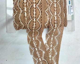 Lace trim, bobbin lace, trim, 100 x 4.5 cm, beige - white