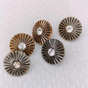 5 metal buttons, black, 12 mm