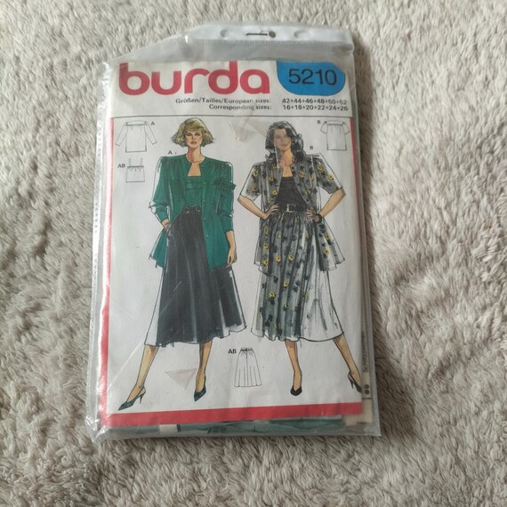 burda 80er Jahre Schnittmuster, Blusenjacke Rock