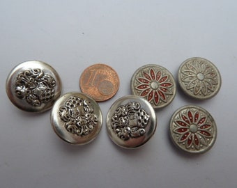 6 vintage Metallknöpfe, silber