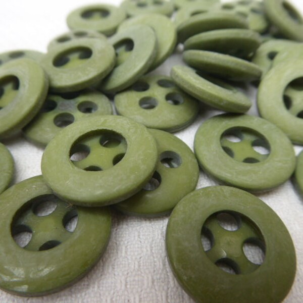 6 olive green buttons, 2 cm