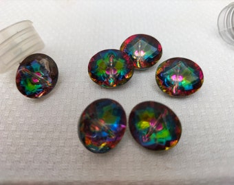 6 buttons, faceted buttons, oval