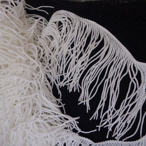 weiße Fransenborte, Spitze, 100 x 15 cm