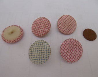 5 vintage buttons, fabric-related