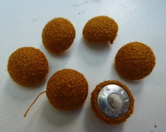 6 fabric-covered buttons, 50s, orange
