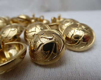 6 Metall Knöpfe, gold, 1,9 cm