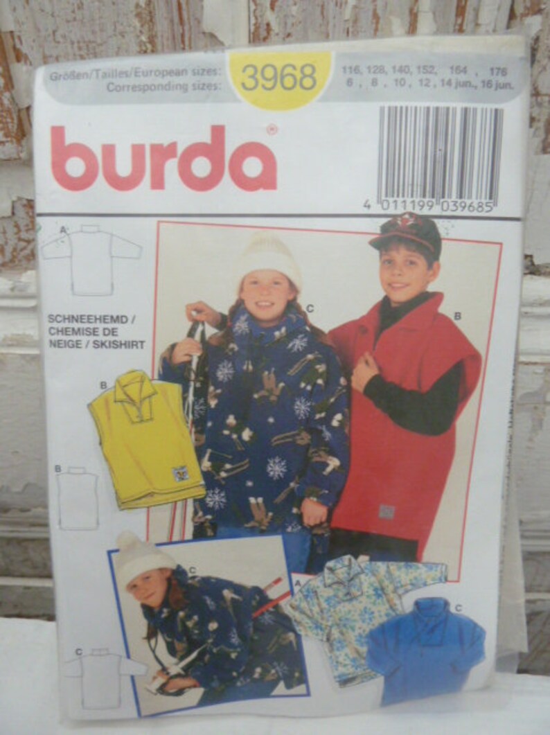 burda cut, camisa de nieve de los años 80 imagen 1