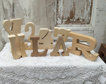 Wooden numbers and wooden letters