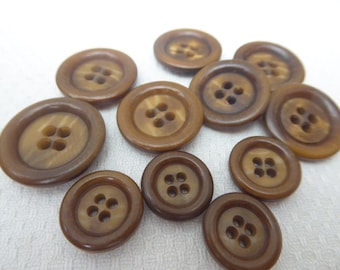11 buttons, brown