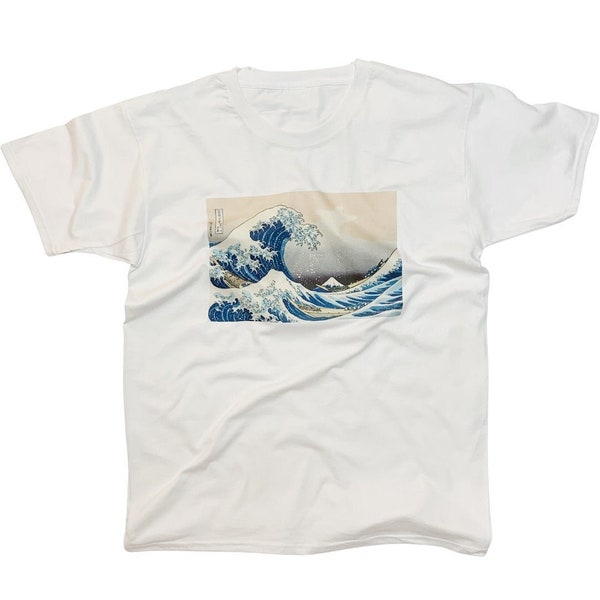 The Great Wave off Kanagawa Minimalist Design T-Shirt With Vintage Japanese Art