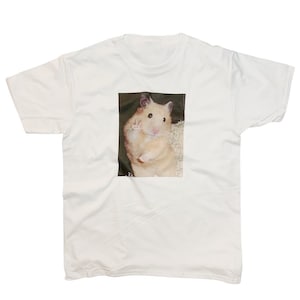 T-shirt mignon meme hamster signe de la paix hamster effrayé haut meme drôle pour les amateurs d'animaux de compagnie