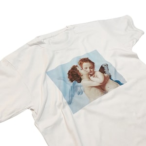 Angel First Kiss T-Shirt by William-Adolphe Bouguereau Aesthetic Tumblr Inspired Vintage Art White T-Shirt