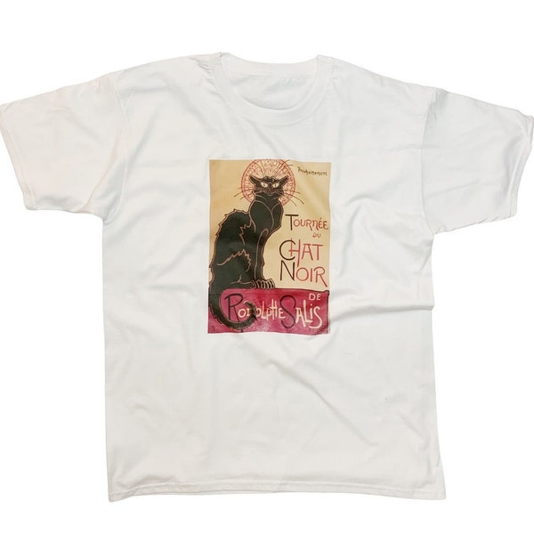 Tournée du Chat Noir Vintage Gothic Art Print T-Shirt in White or Black