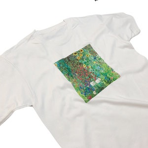 Gustav Klimt T-Shirt Flower Garden Bright Floral Vintage Art Print Top