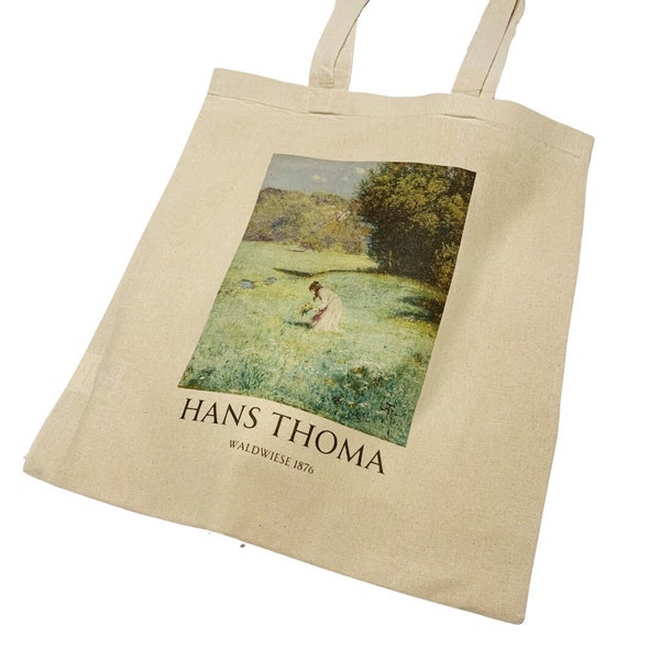 Hans Thoma Waldwiese (1876) Vintage Art Tote Bag met titel