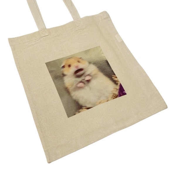 Scared Hamster Funny Meme Tote Bag From Instagram Twitter and Reddit Pet Owner