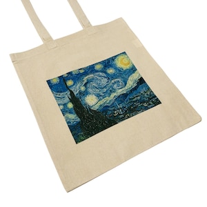 Starry Night by Vincent Van Gogh Canvas Tote Bag Famous Vintage Retro Art