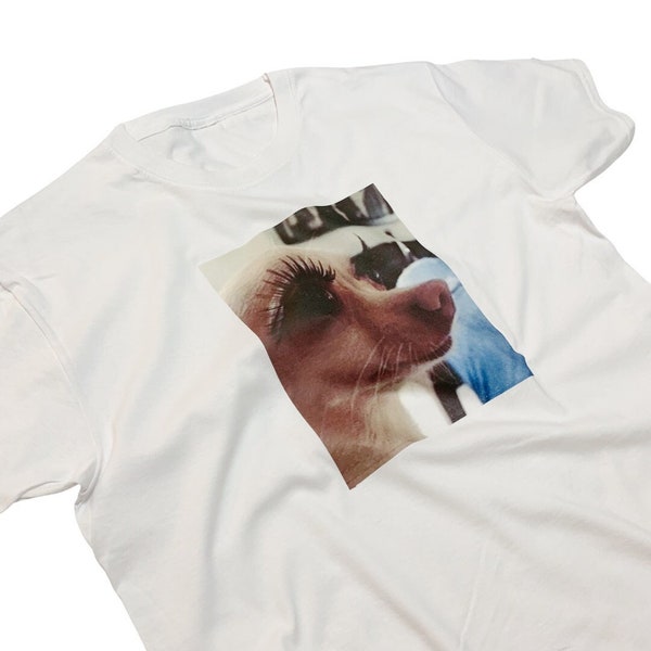 T-shirt Sassy Dog Meme Ciglia su Fleek Y2K Estetica Iconica Famoso Dio Proprietario Meme Top