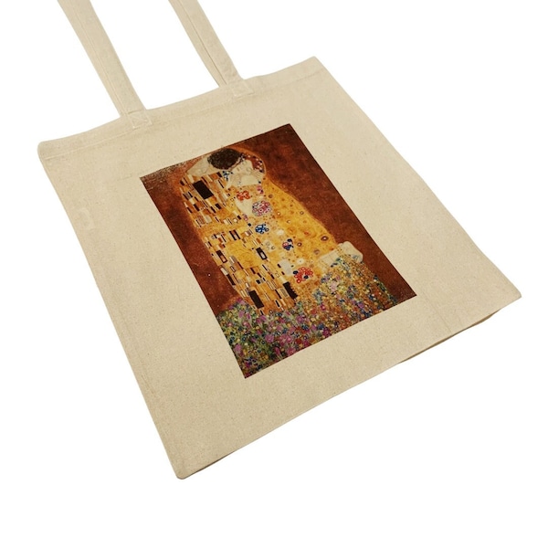 Sac fourre-tout en toile The Kiss by Gustav Klimt Célèbre impression d'art vintage