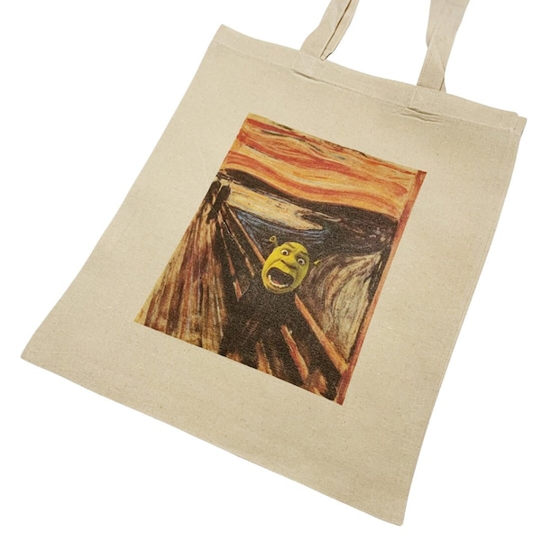 The Scream with Ogre Funny Meme Tote Bag Vintage Art by Edvard Munch