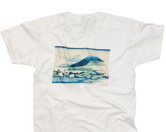 T-shirt d'arte vintage di montagna giapponese come la Grande Onda dell'atmosfera estetica di Kanagawa