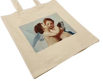 Bolso de mano "Beso de ángel" de Bouguereau, impresión artística estética