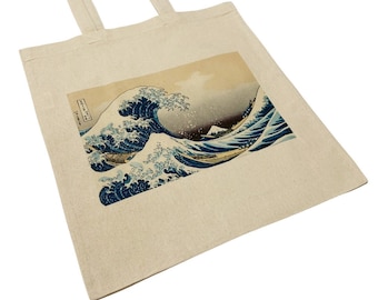 Hokusai : la grande vague au large de Kanagawa, sac fourre-tout en toile vintage, impression d&#39;art japonaise