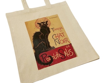 Tournée du Chat Noir Tote Bag Théophile Steinlen Cat Lover Bag Gothic Grunge Style