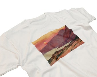 Roerich Sunset Mountain T-Shirt Minimalist Aesthetic Art Similar to Japanese Great Wave Art Top