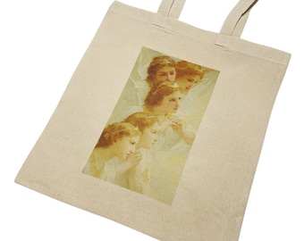 Bolso tote vintage con diseño de ángel: diseño italiano estético