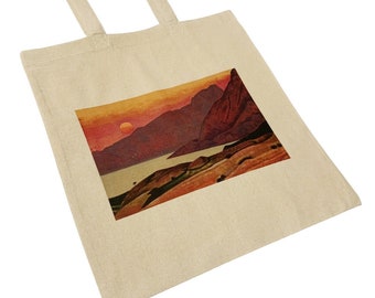 Roerich Sunset Mountain Tote Bag Minimalist Aesthetic Art Similar to Japanese Great Wave Art Bag