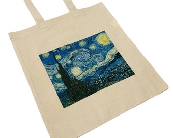 Starry Night by Vincent Van Gogh Canvas Tote Bag Famous Vintage Retro Art