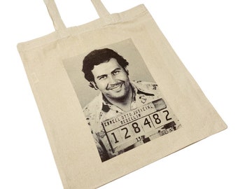 Pablo Escobar Mugshot Tote Bag Famous Vintage Print