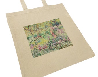 Monet Le jardin de l&#39;artiste à Geverny (1900) Tote bag en toile Célèbre sac d&#39;art vintage