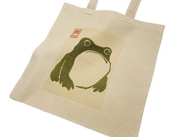 Matsumoto Hoji Frog Tote Bag Vintage Japanese Woodblock Art