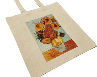 Van Gogh Sunflower Tote Bag Vintage Art Flower Floral Print Artist