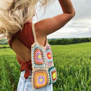 Cream Handmade Crochet Shoulder Tote Bag for Summer and Festivals