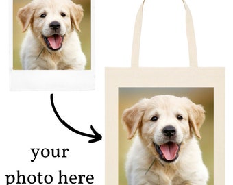 Personalised Custom Tote Bag Any Image or Text in Black or White - Personalised Tote Bag Gift - High Quality Graphic Print - Handmade