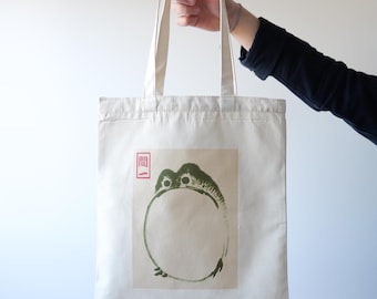 Matsumoto Hoji Frog Tote Bag – Heavyweight Cotton Canvas with Zipper