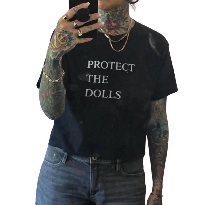 Protect The Dolls T-Shirt - Cropped Fit Baby Tee - Trans Rights Are Human Rights Tee - Screen Printed - LGBTQ+ Pride Shirt - Empowerment image 2