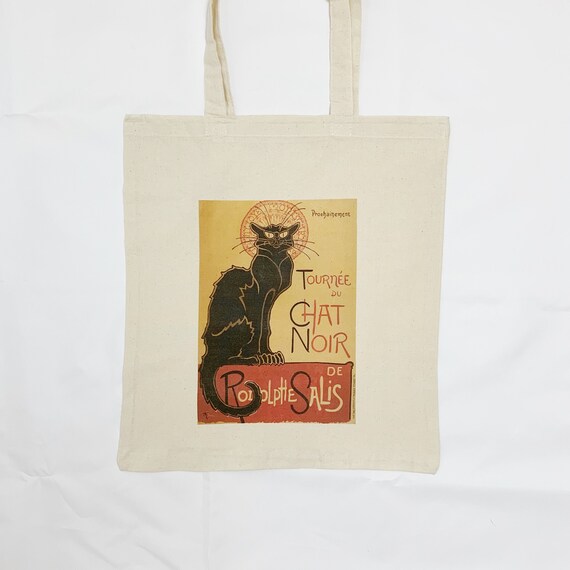 Tournée Du Chat Noir Théophile Steinlen Vintage Aesthetic Poster White Or Black Tote Canvas Bag Gothic Style Retro Minimalist Style