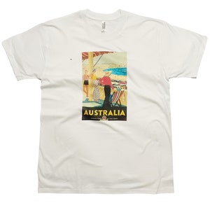 Australia Vintage Travel Poster T-Shirt Beach Coastal Art