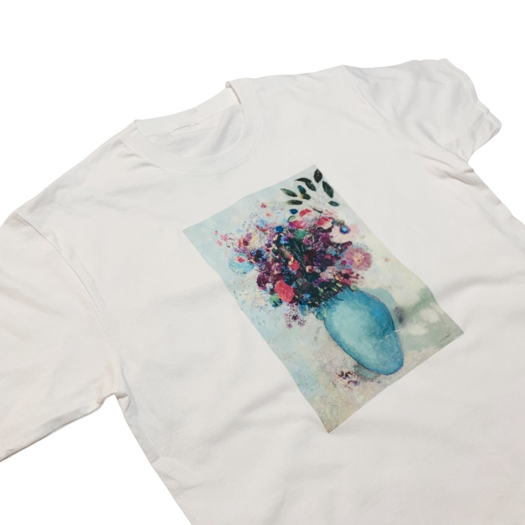 Redon Flowers in a Turquoise Vase T-shirt Beautiful Flower